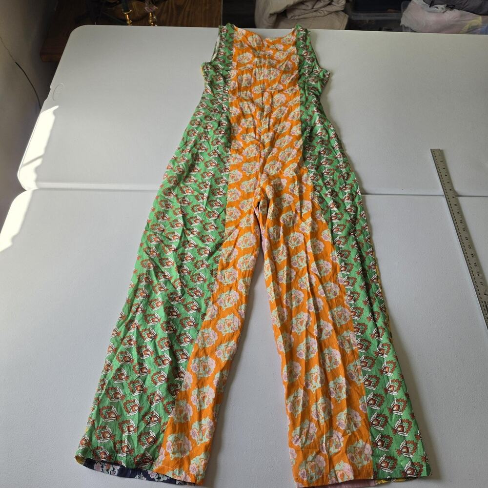 Floral Patchwork Wide-Leg Jumpsuit in Pink, Navy & Yellow - Picture 2 of 14